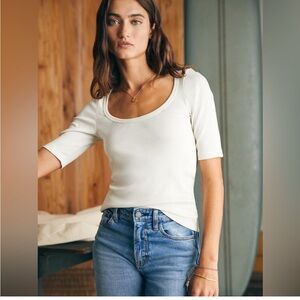 Faherty Freestyle Rib Knit Tee Off White Women’s Size Large